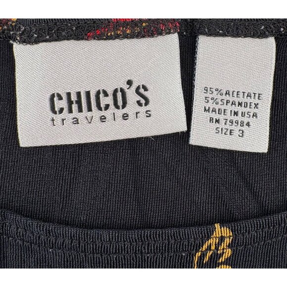 Chico's Travelers Vintage Sleeveless Top Black Red chico sz 3 XL - Picture 3 of 4